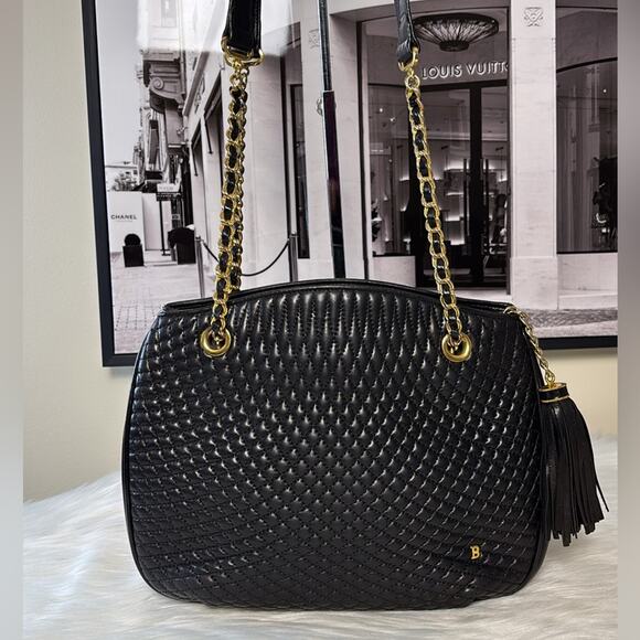 Bally Handbags - BALLY Chain Shoulder Bag Leather Black Gold Authentic